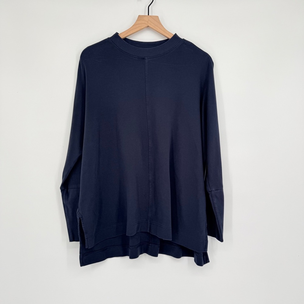 Pact Airplane Long Sleeve Top Poncho M/L Navy Blue Organic Cotton Relaxed Travel
